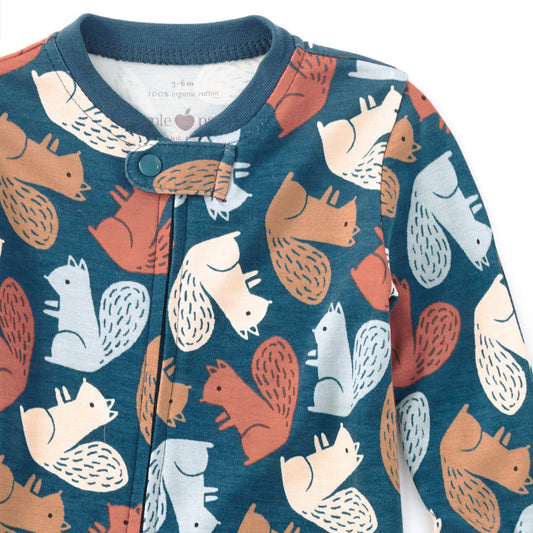Bamboo Blend Zip Footie - Squirrel Scurry