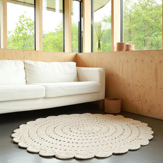 ALMA ECRU L hand crochet children's rug