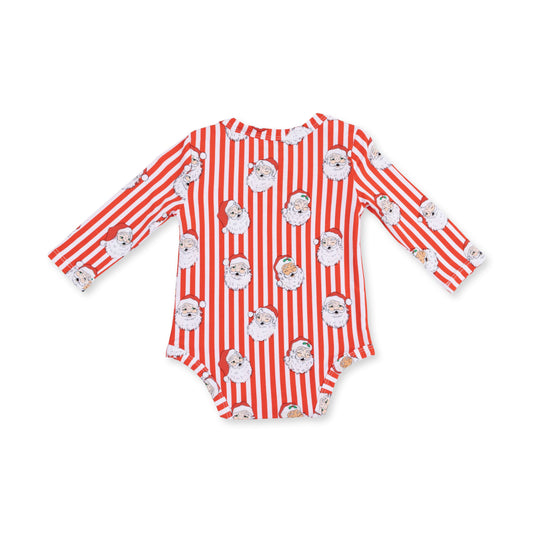 Vintage Santa Stripe - Bamboo - Long Sleeve Bodysuit