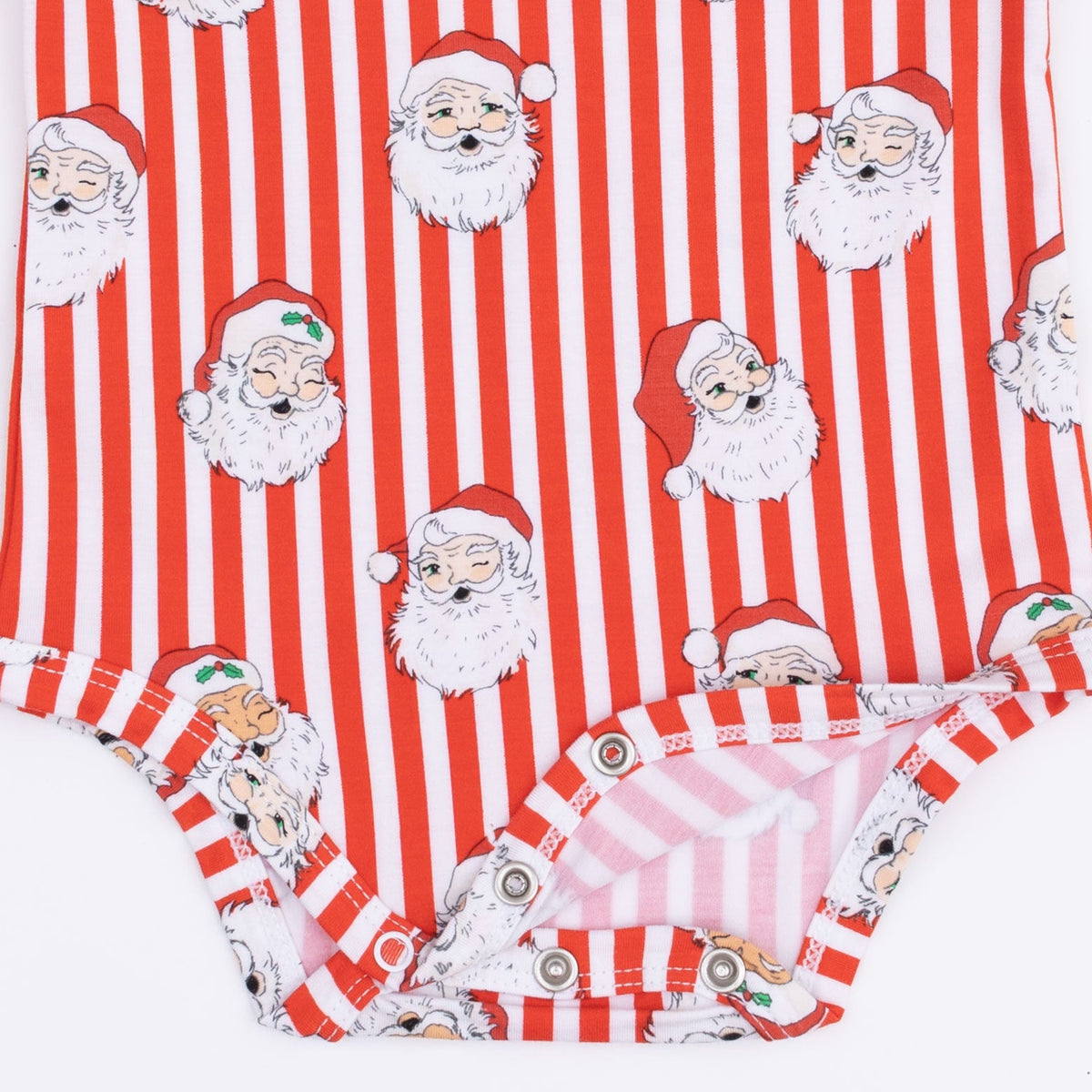 Vintage Santa Stripe - Bamboo - Long Sleeve Bodysuit