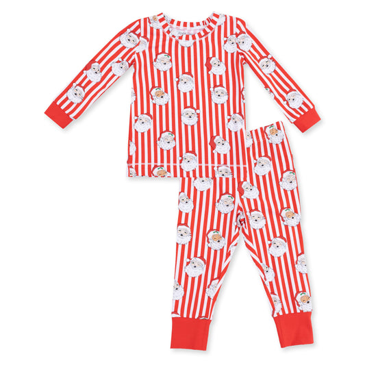 Vintage Santa Stripe - Bamboo - Long Sleeve Loungewear Set
