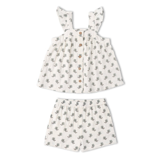 Organic Flutter Top & Shorts Set - Poppy