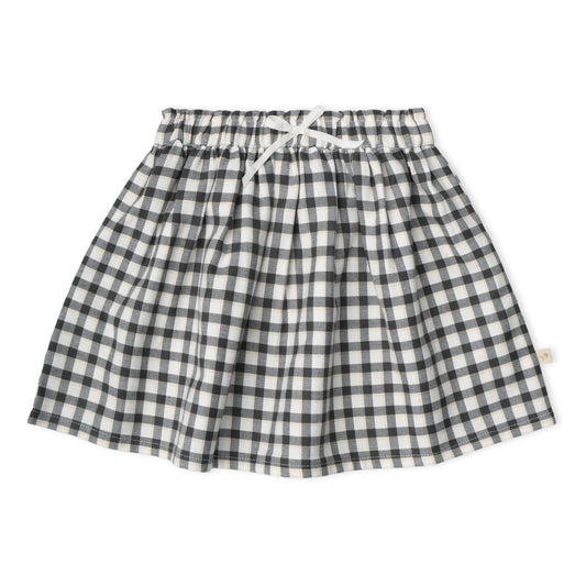 Organic Twill Skirt - Charcoal Plaid