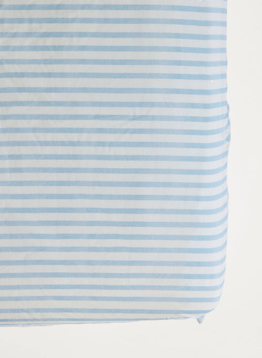 Blue & White Striped Crib Sheet