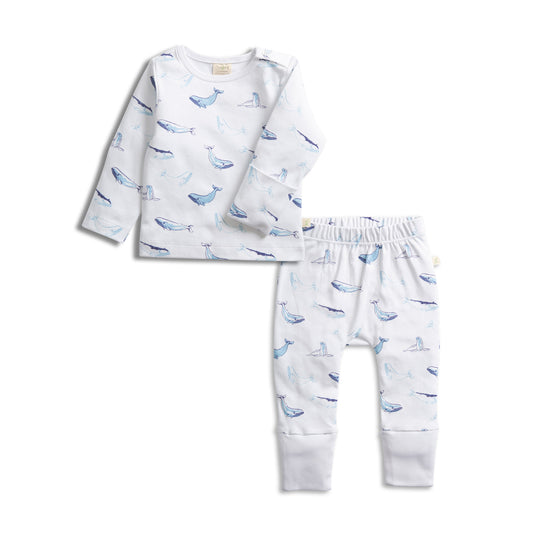 Whale Print Organic 2pc Pajama Set