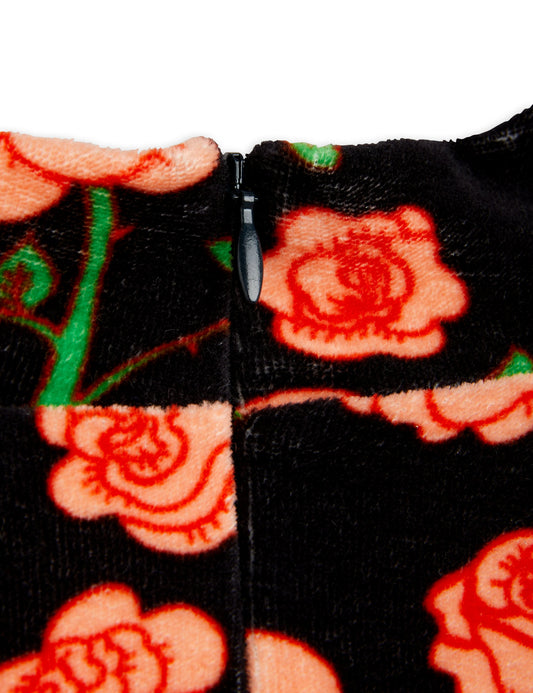 Roses Velour Long Sleeve Dress