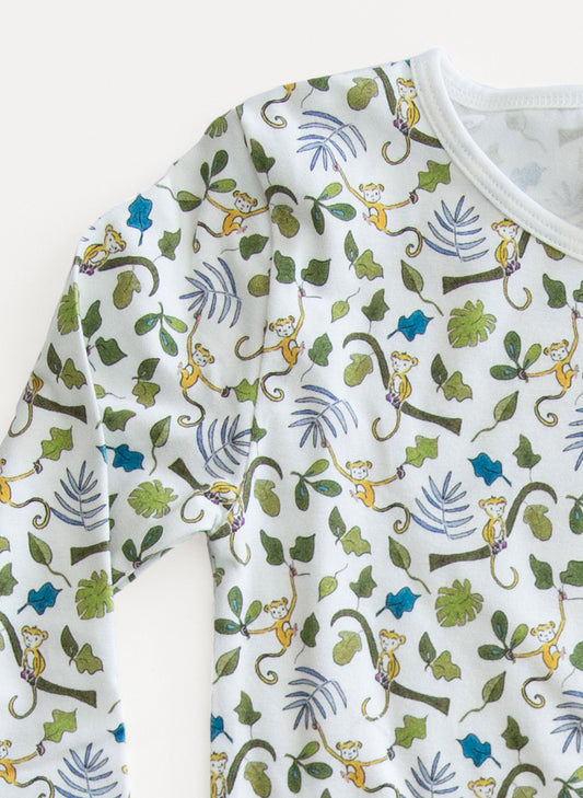 Children's Two Piece Organic Pajamas - Happy Monkey