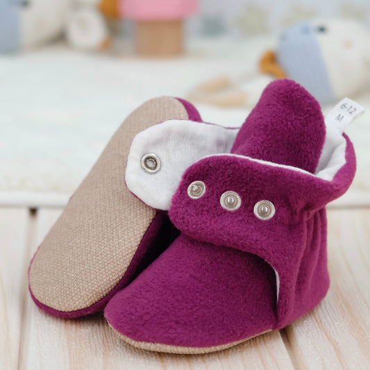 Organic Baby Booties, Newborn Booties Basic, Purple