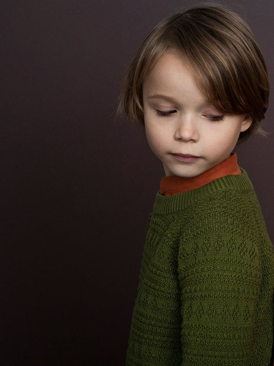 Organic Cotton Textured Sweater, Moss