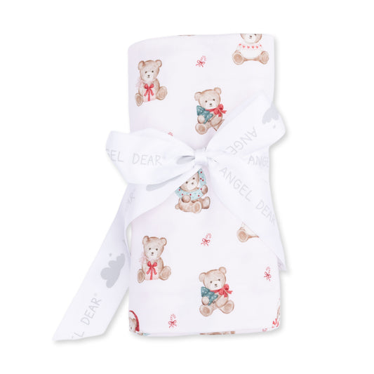 Christmas Teddy Bears Pink - Bamboo - Swaddle Blanket
