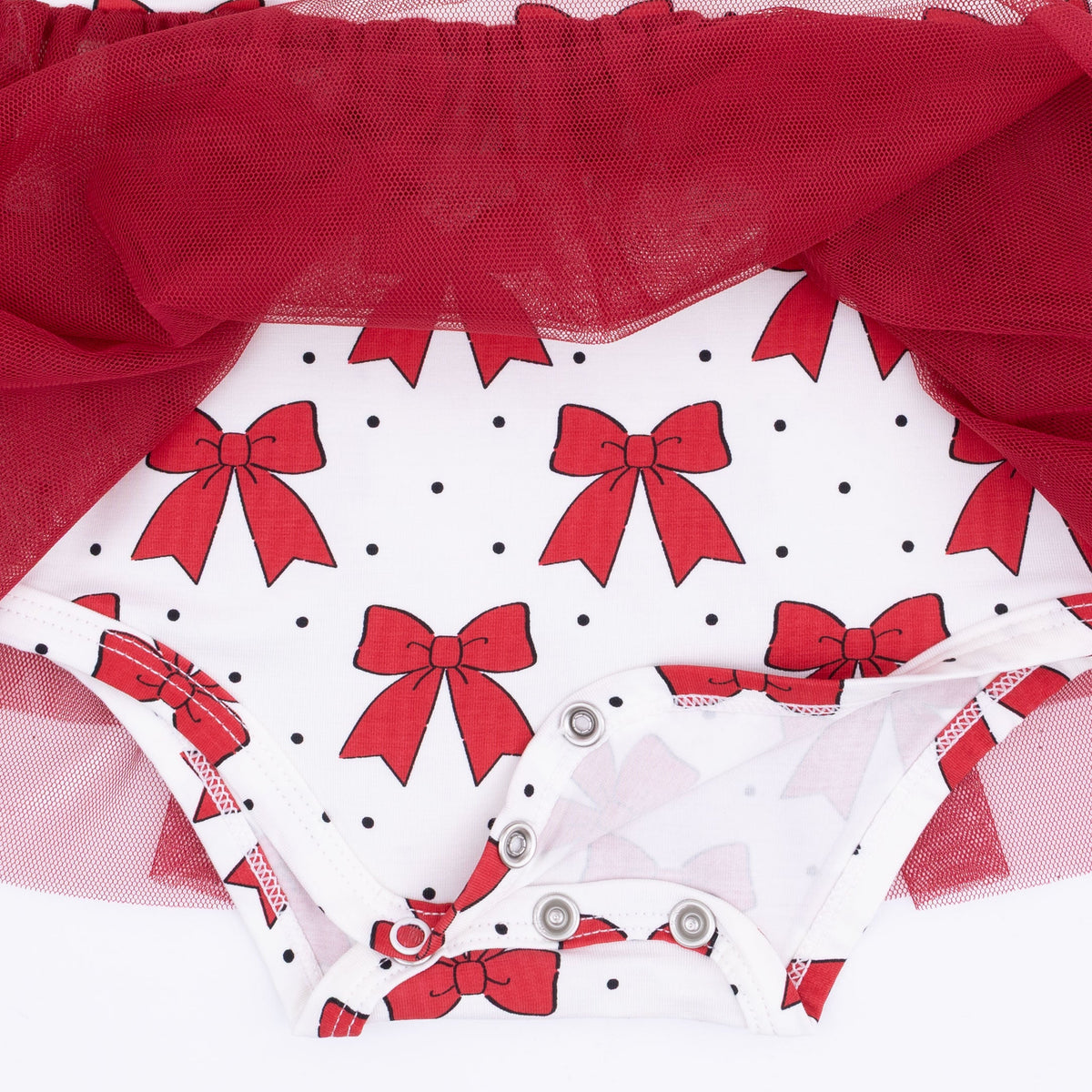 Festive Bows - Bamboo - Long Sleeve Tutu Bodysuit Dress