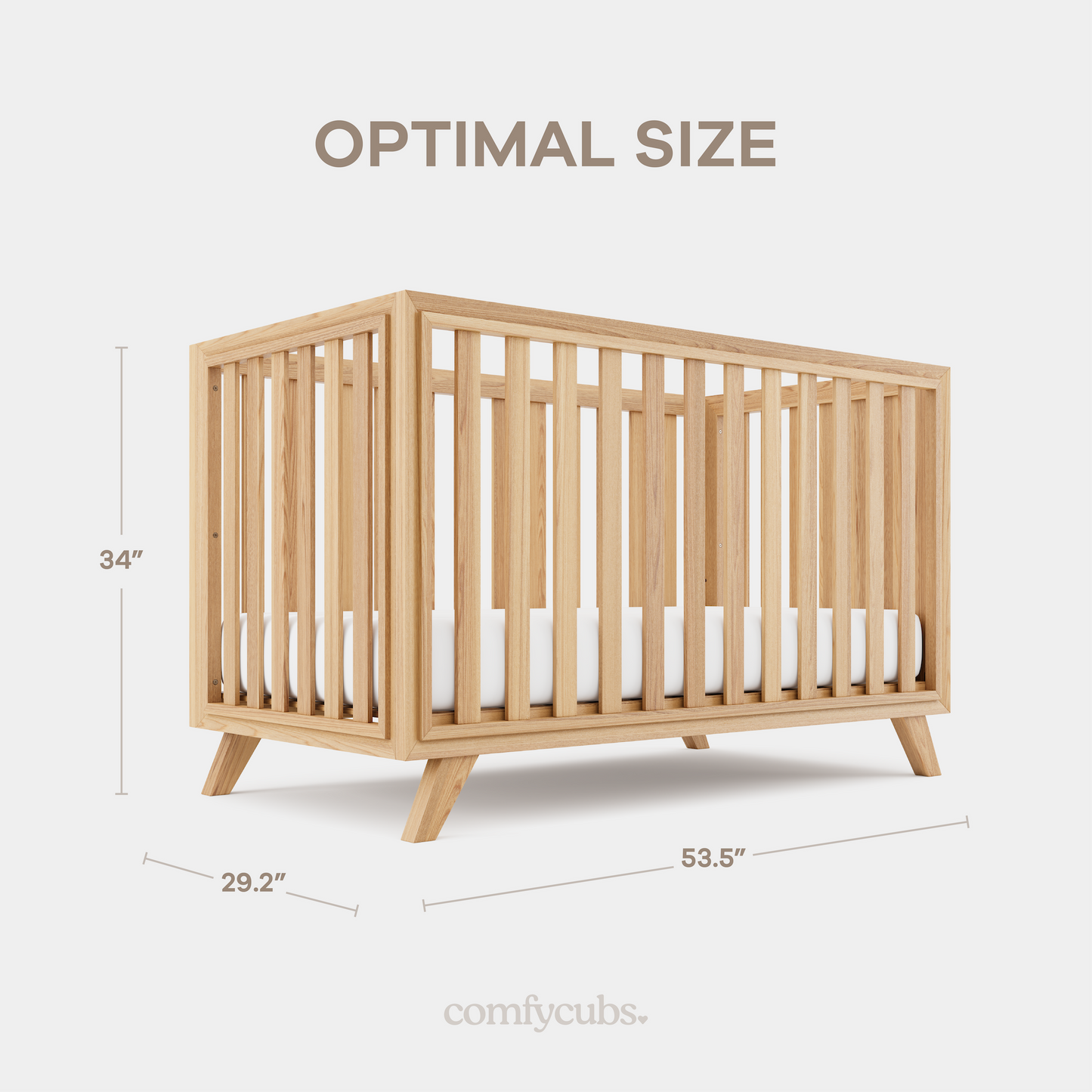 Baby Crib for 0 to 3 Years - Natural Wood