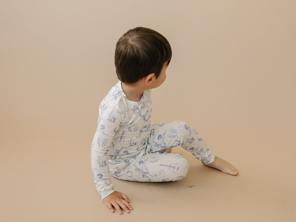 Cowboy Blues 2pc Ribbed Bamboo Pajamas