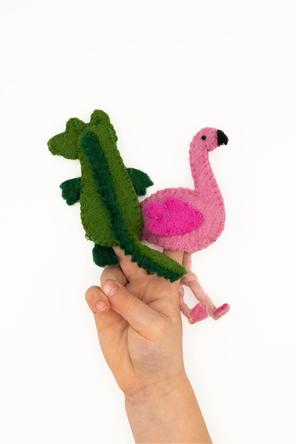 Alligator & Flamingo Finger Puppet Set