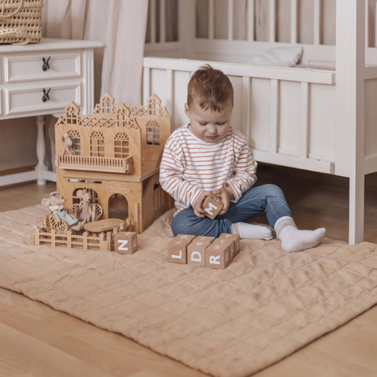 ANNA TERRACOTTA LAVE M reversible baby blanket