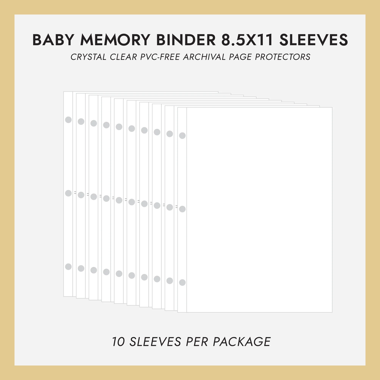 Baby Memory Binder Sheet Protectors (for 8.5 x 11 Documents) Set Of 10