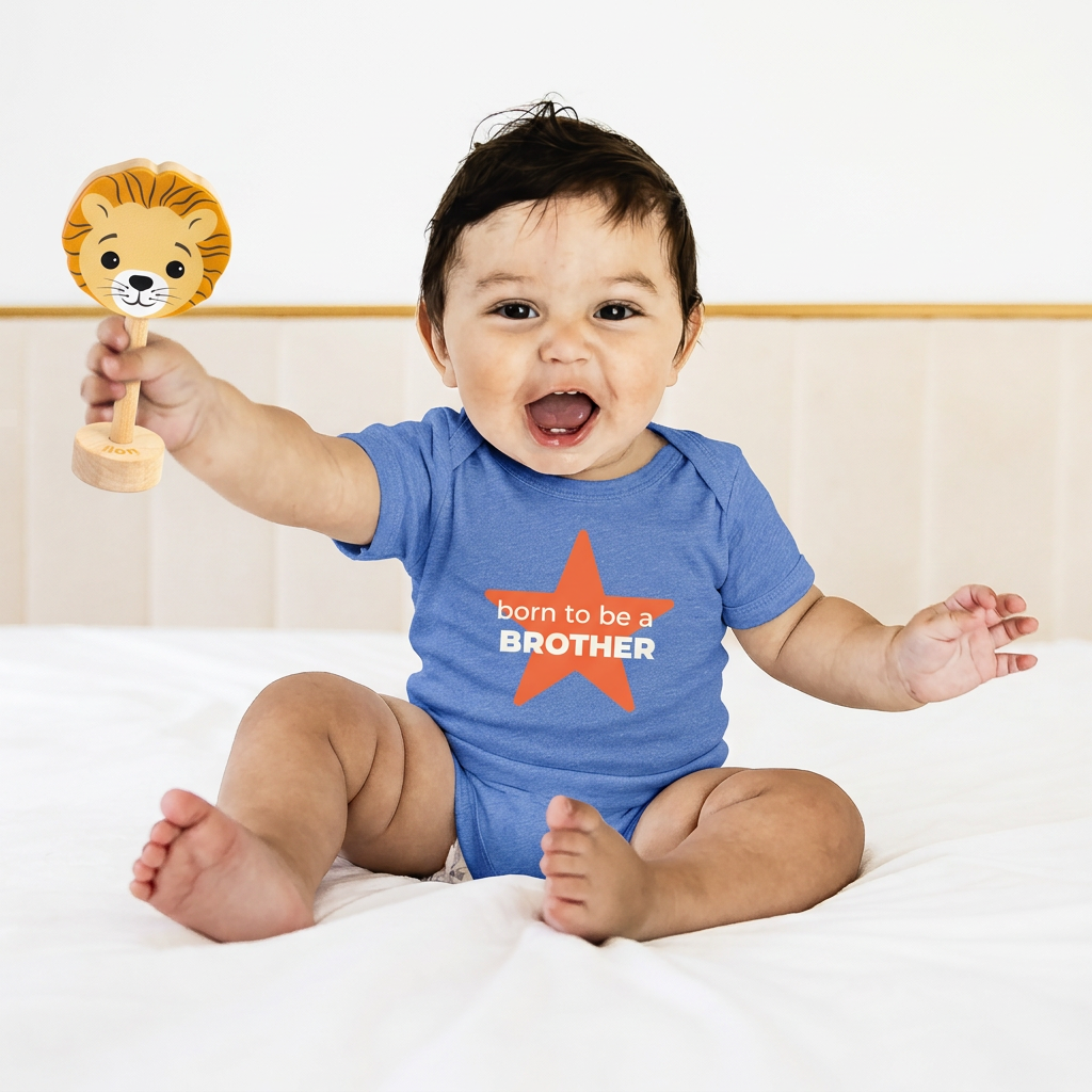 100% Airlume Combed, Ring-Spun Cotton Onesie - Born to Be a Brother (Size 3-6 mo)