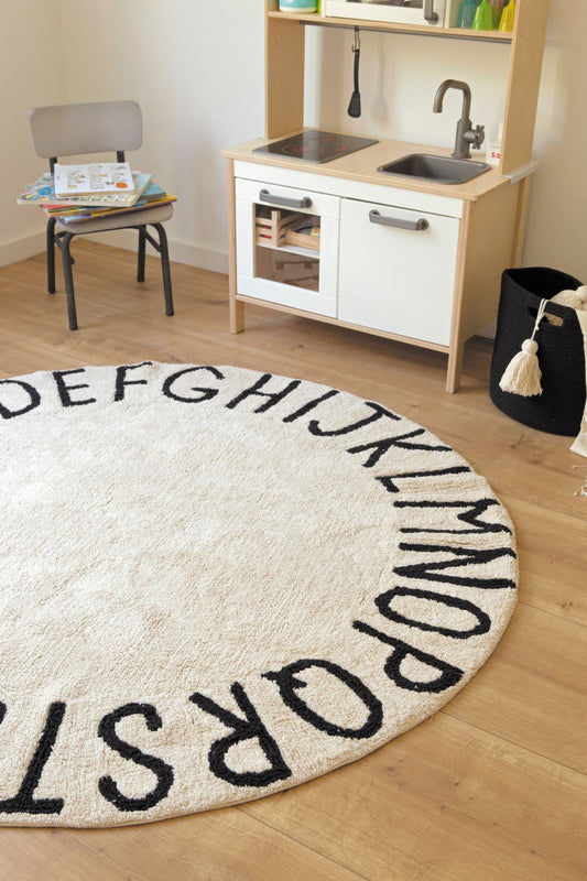 Organic Cotton Round Washable ABC Rug