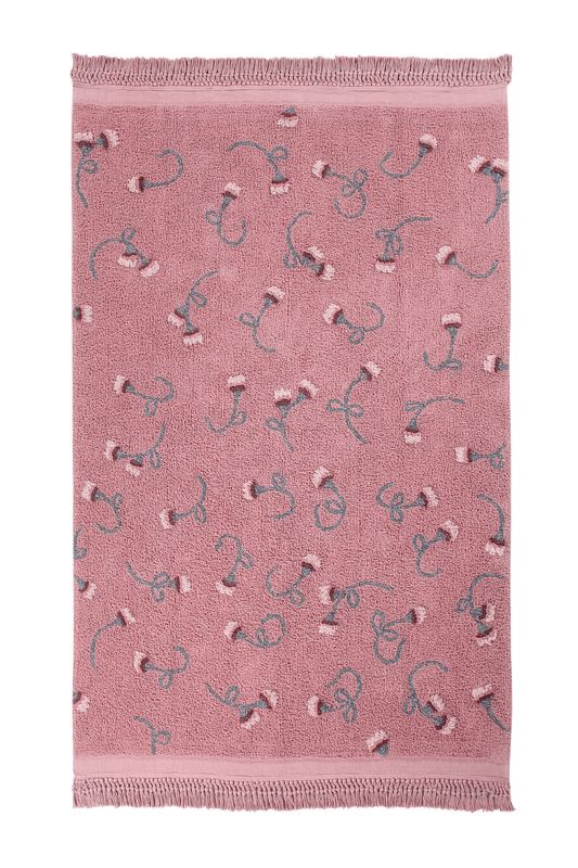 English Garden Washable Area Rug, Ash Rose