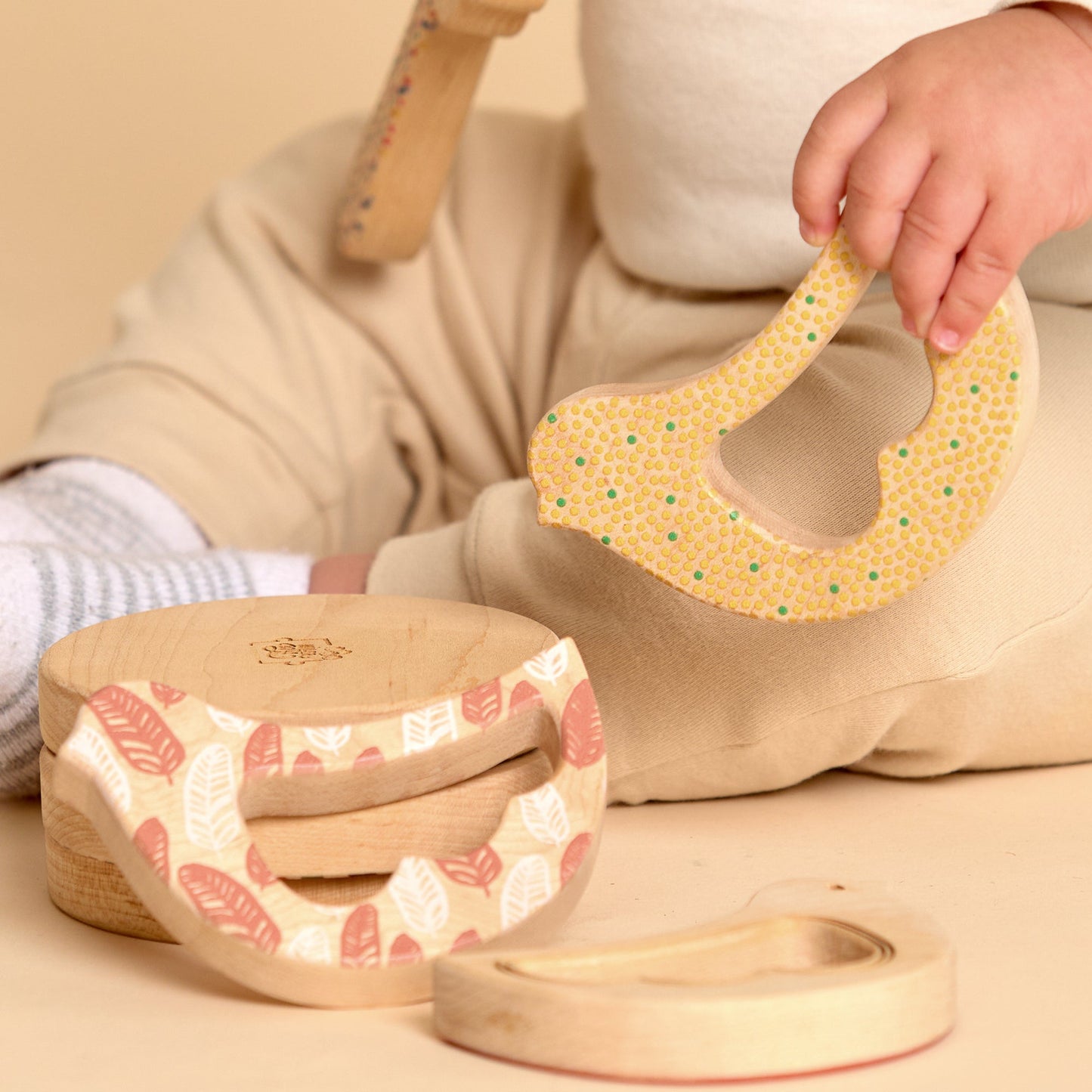 Solid Maple Wood Bird Rattle & Teether (Feathers) – Natural Wooden Baby Toy | Made in the USA 🇺🇸