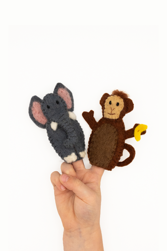 Elephant & Monkey Finger Puppet Set
