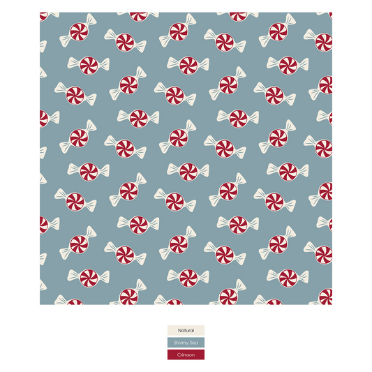 Print Footie with 2 Way Zipper, Stormy Sea Peppermints