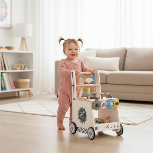 Wooden Tool Walker – Multi-Activity Learning Wagon for Toddlers