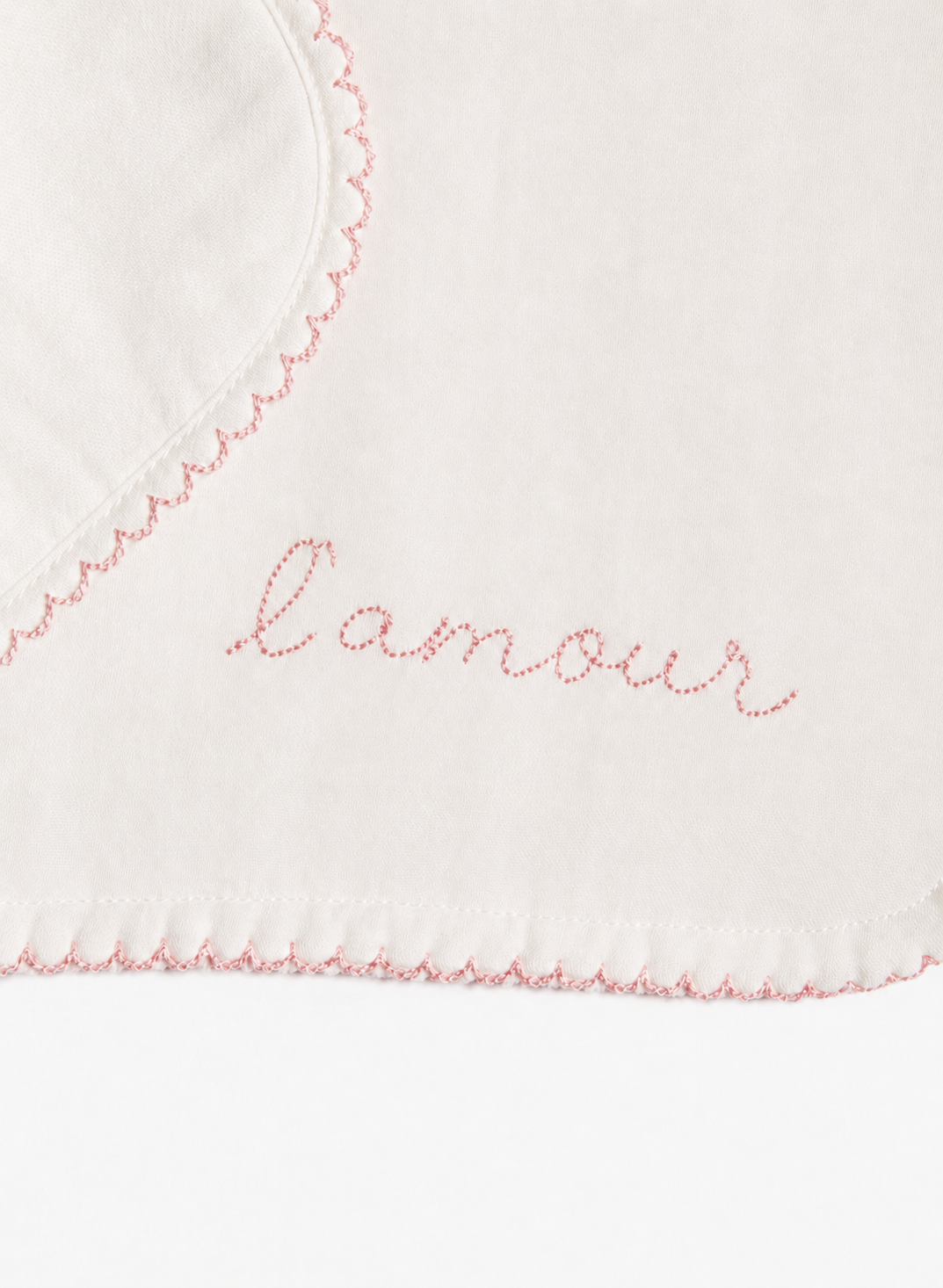 Bib & Burp Cloth Set - Embroidered Pink "L'Amour"