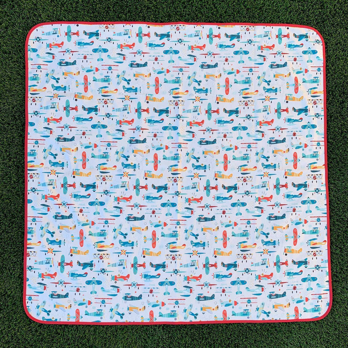 Retro Airplanes Splash Mat - A Waterproof Catch-All for Highchair Spills and More!