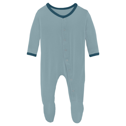 Footie with 2 Way Zipper, Stormy Sea with Peacock