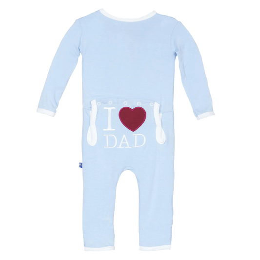 Applique I Love Dad Coverall in Pond