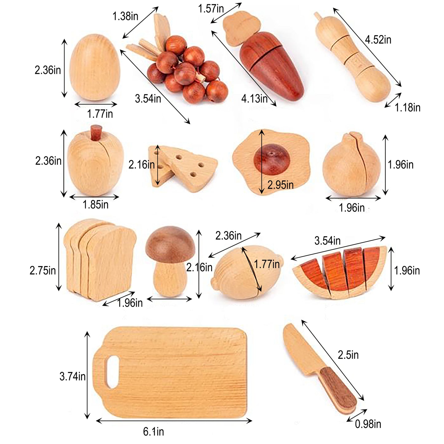 Wooden Play Food Sets for Kids Kitchen