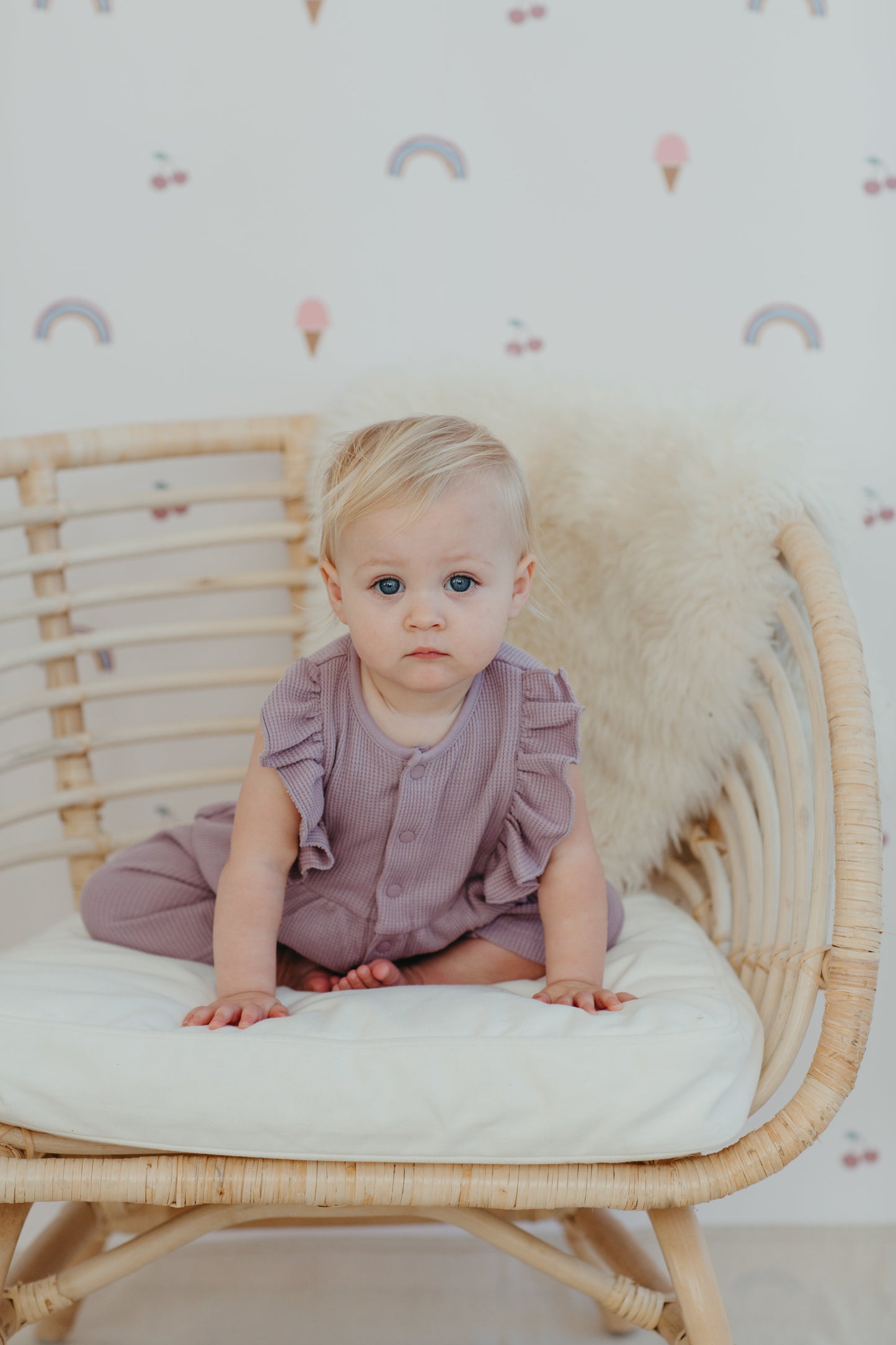 Waffle Ruffle Coverall - Lavender