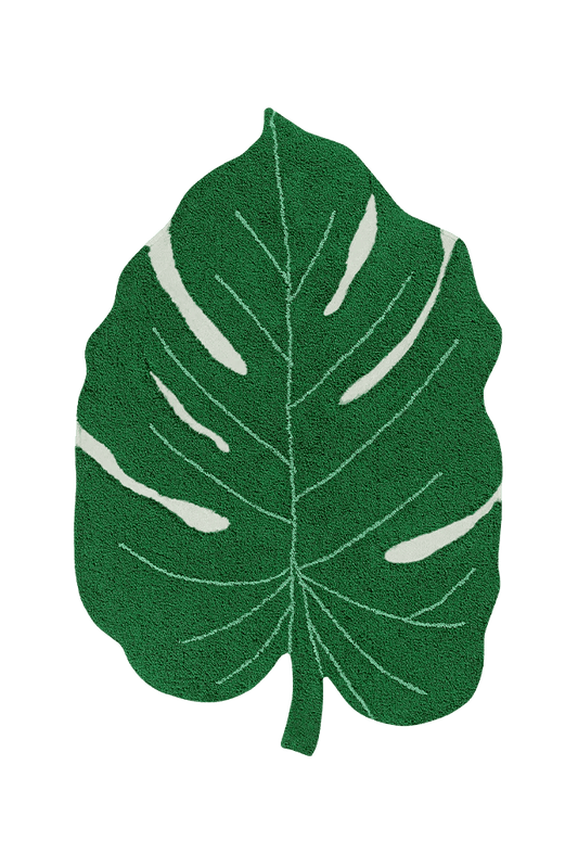 Washable Cotton Rug Monstera Leaf, Green