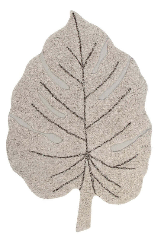 Washable Cotton Rug Monstera Leaf, Natural