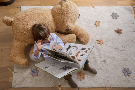 Organic Cotton Sleepy Bear Pouf Cushion