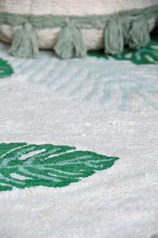 Tropical Green Washable Area Rug