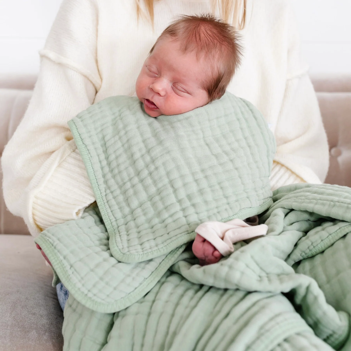 CLOUD MUSLIN™ BURP CLOTH 2 PACK, Sage