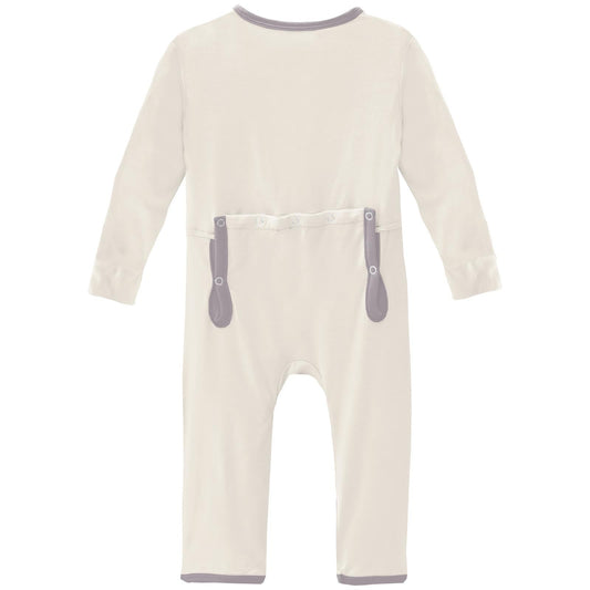 Coverall with 2 Way Zipper in Natural with Feather