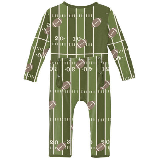 Print Coverall with 2 Way Zipper in Pesto Football