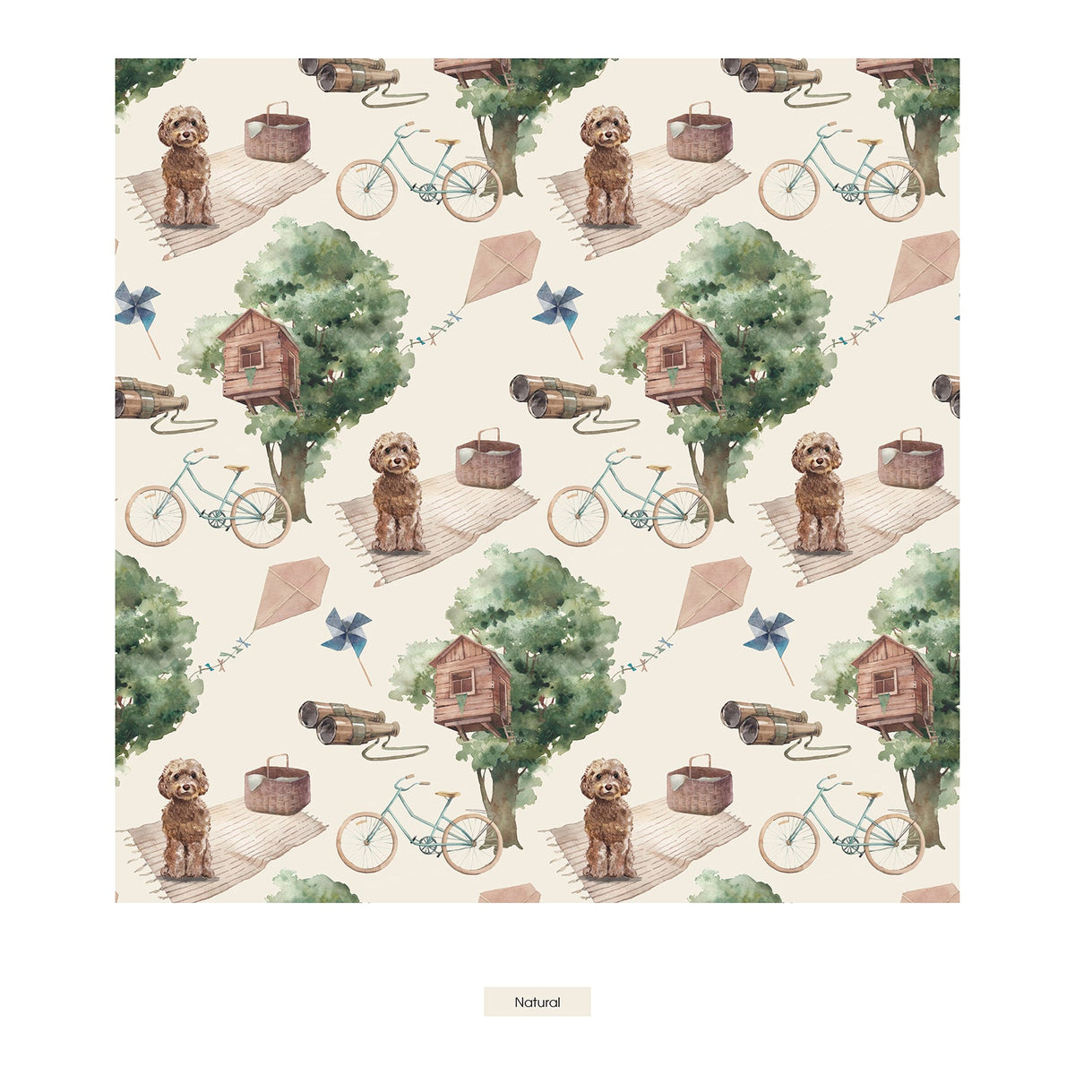 Print Finn Zip Tank Romper in Natural Tree House