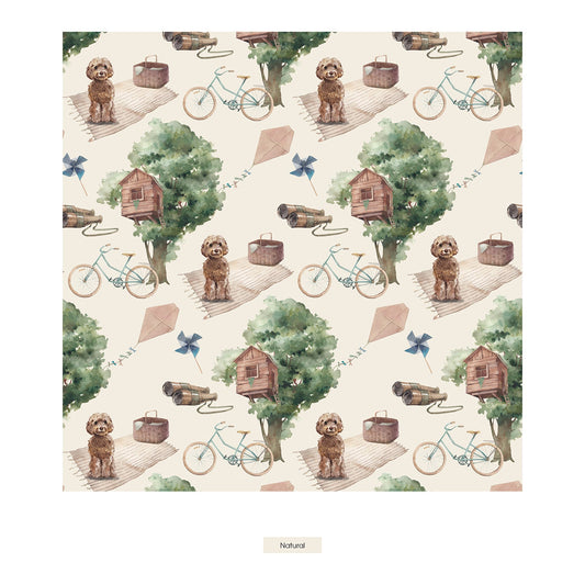 Print Finn Zip Tank Romper in Natural Tree House