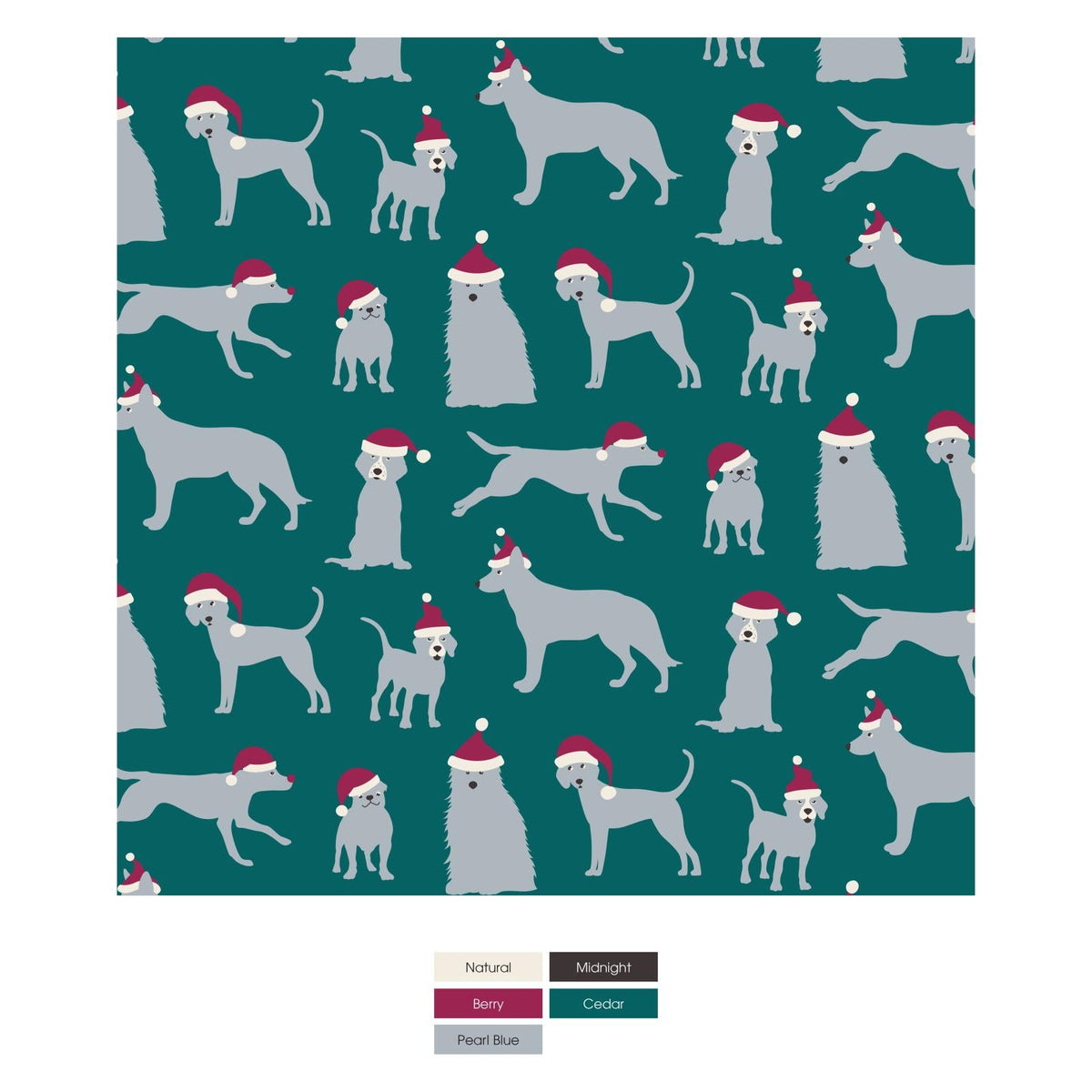 Print Layette Ruffle Footie with Snaps in Cedar Santa Dogs