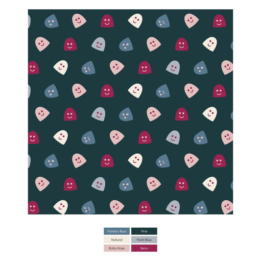 Print Long Sleeve Hoodie Romper in Pine Happy Gumdrops