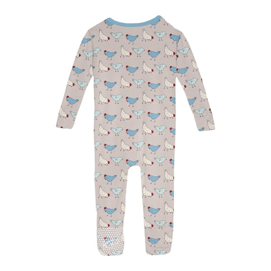 Print Convertible Sleeper with Zipper in Latte Chickens