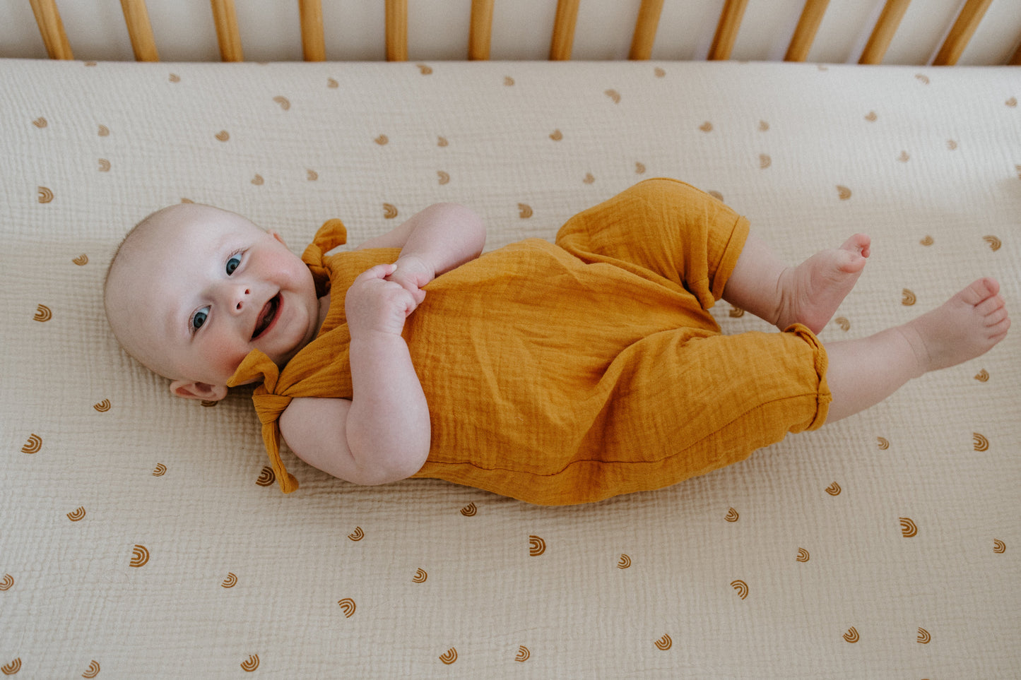 Muslin Knot Tie Overalls - Mustard