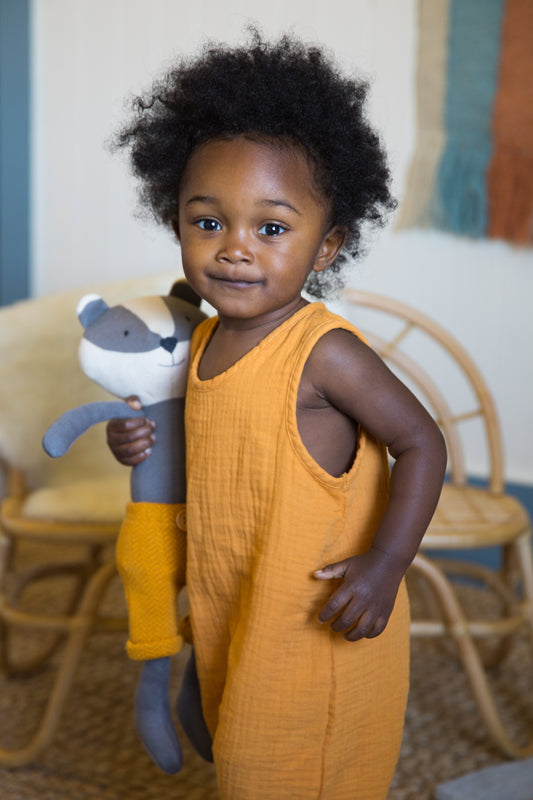 Muslin Sleeveless Coverall - Mustard