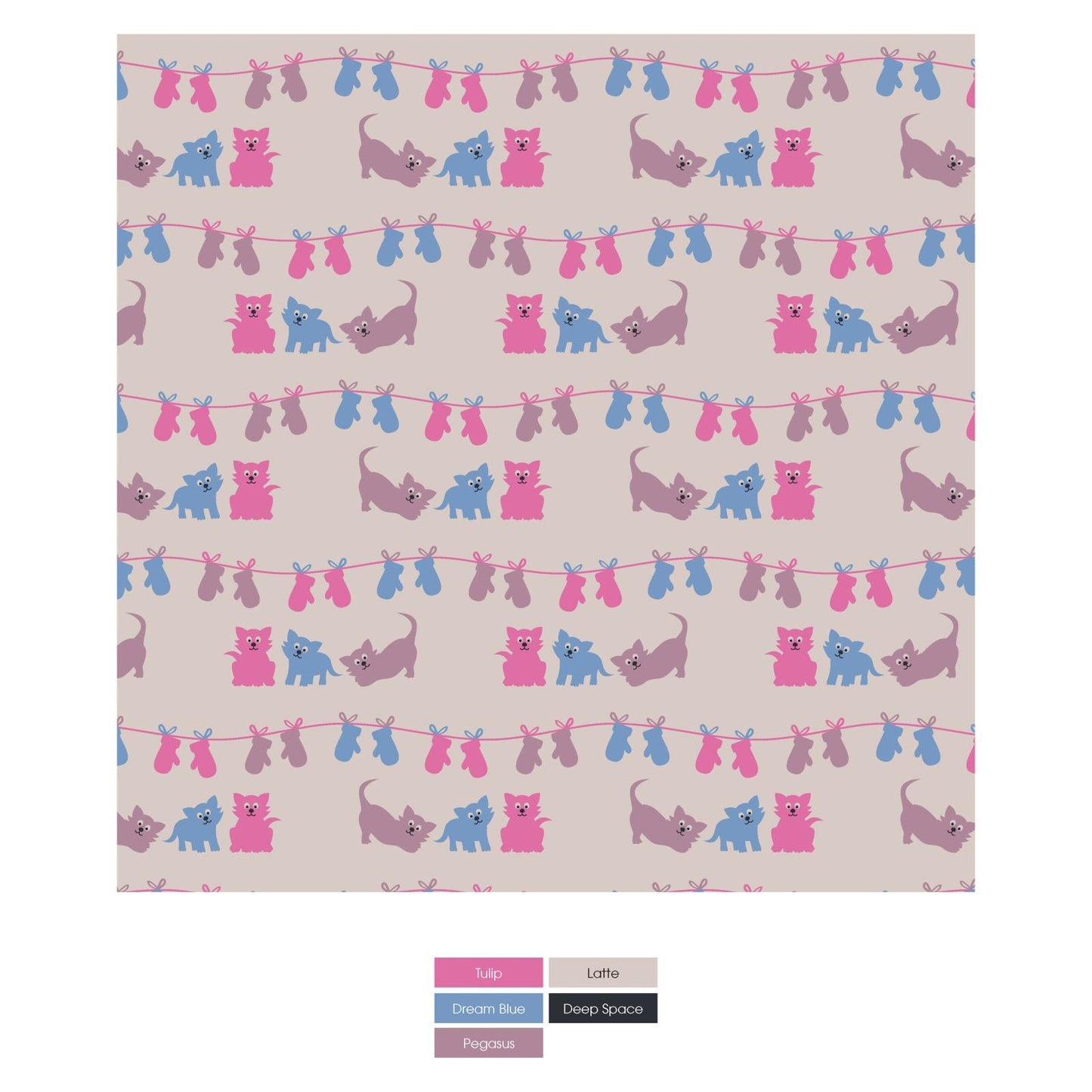 Print Coverall with 2 Way Zipper in Latte 3 Little Kittens