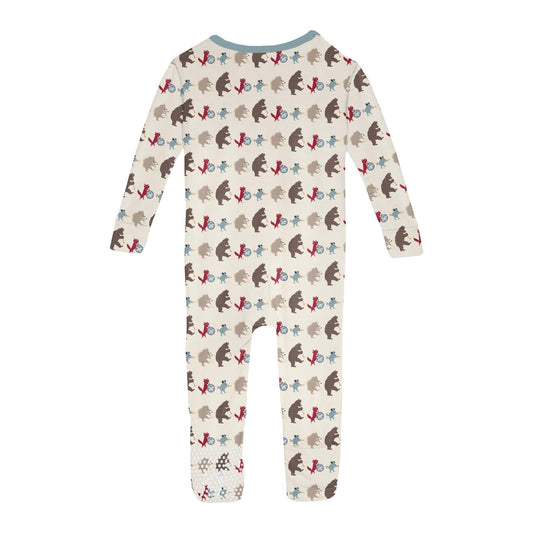 Print Convertible Sleeper with Zipper in Natural Marching Band