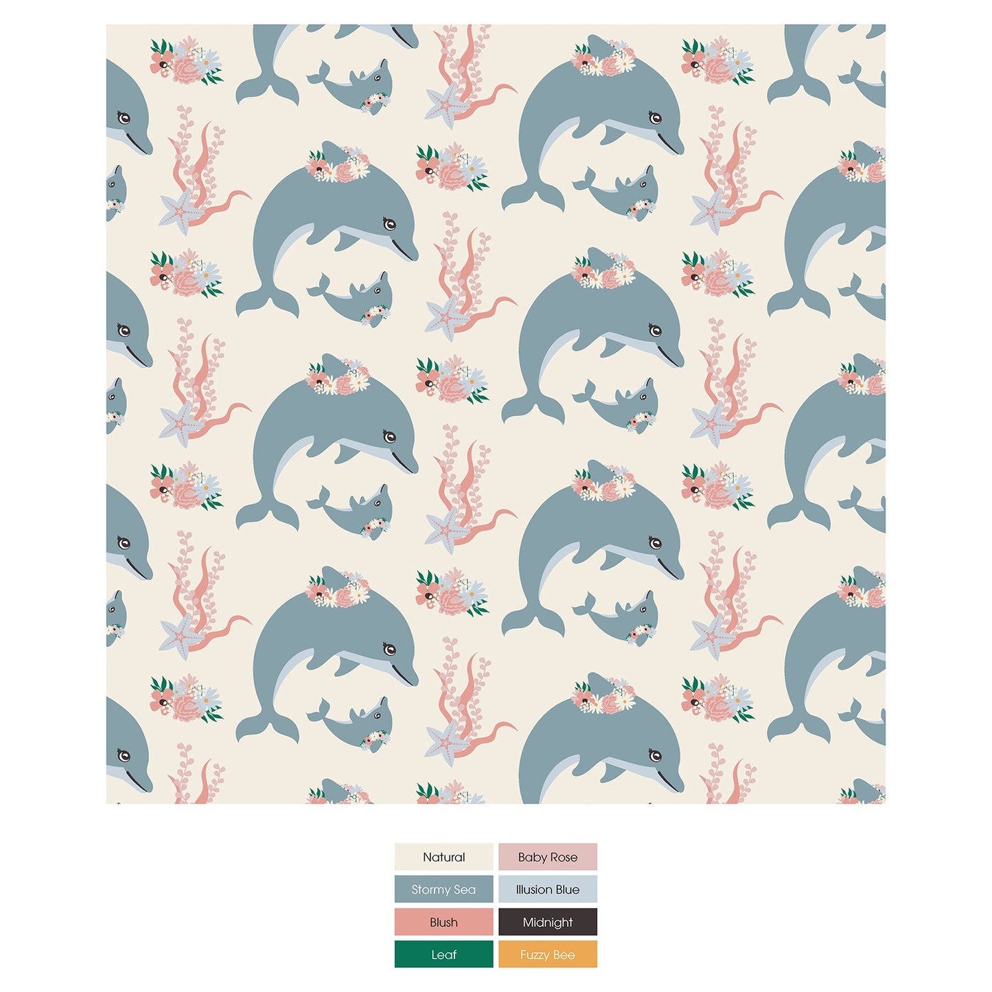Print Coverall with 2 Way Zipper in Natural Dolphins